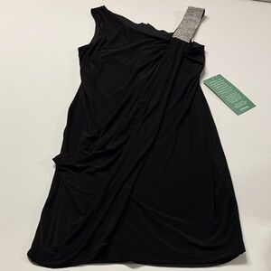 DJ Jax Elegant Black with One-rhinestone Shoulder Dress